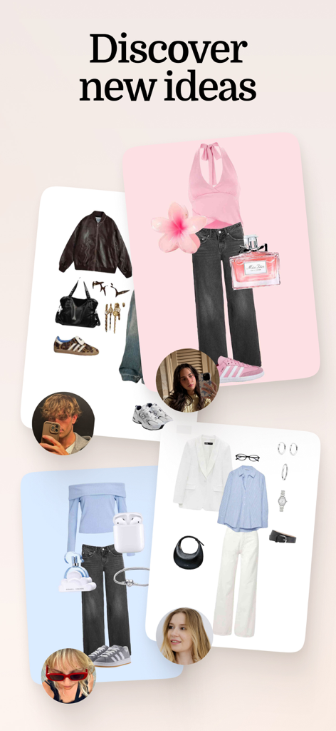 Digital outfit collages and style inspiration mood boards in the Fits app