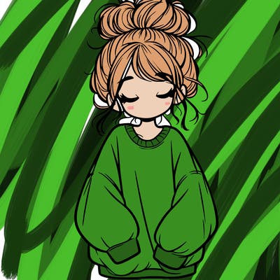 girl with baggy sweatshirt and messy bun