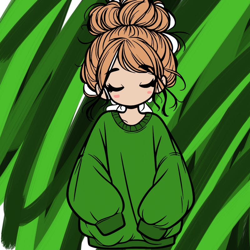 girl with baggy sweatshirt and messy bun