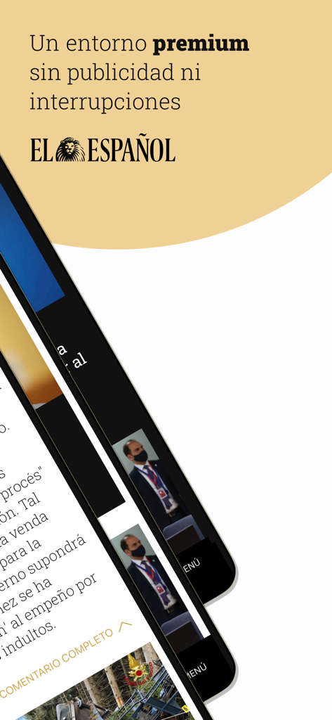 El Español news app interface showcasing its premium ad-free reading experience