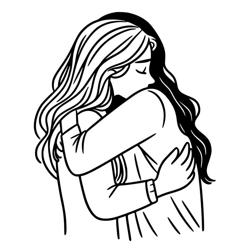 woman hugging another person