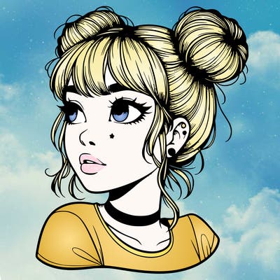 realistic girl with spacebuns
