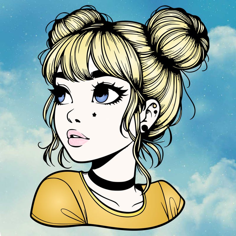 realistic girl with spacebuns