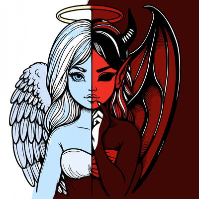 realistic angel half demon