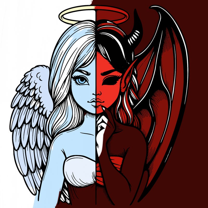 realistic angel half demon