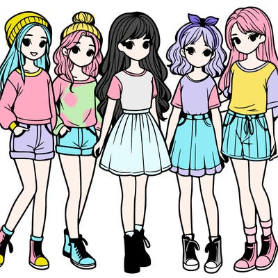 a group of five girls