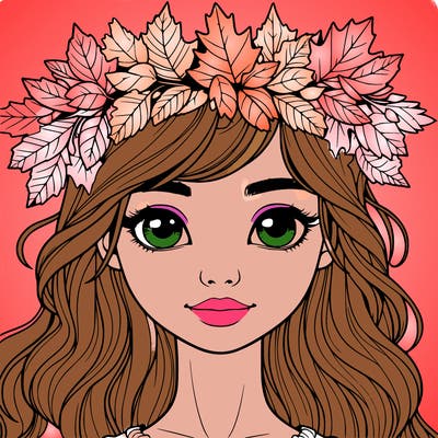 realistic girl with fall leaf crown