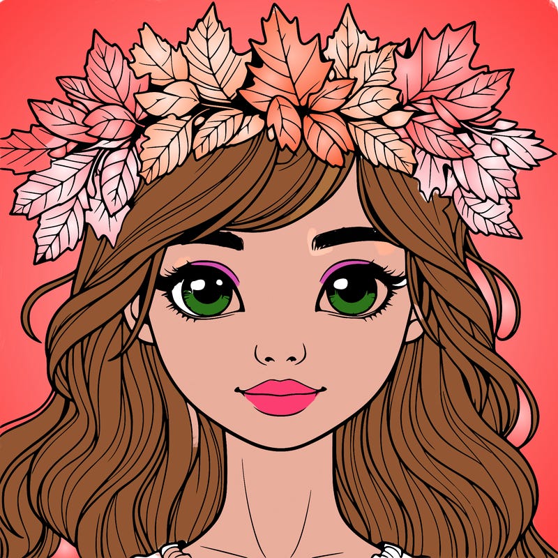 realistic girl with fall leaf crown