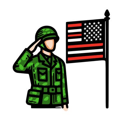 soldier saluting a flag.