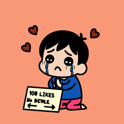 sad person begging for 100 likes