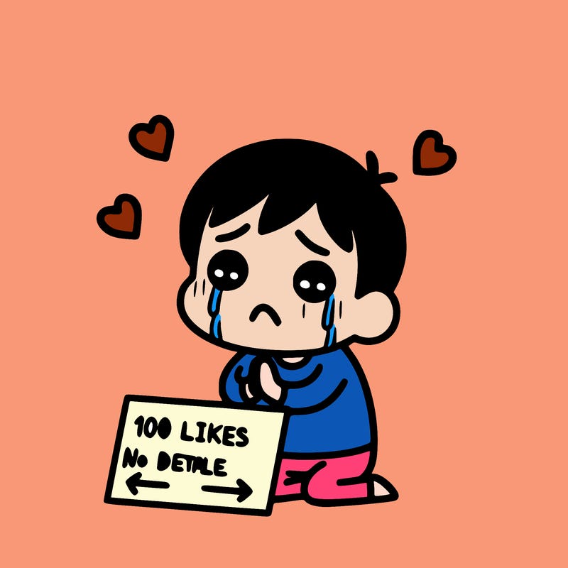 sad person begging for 100 likes