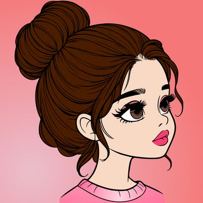realistic girl with bun