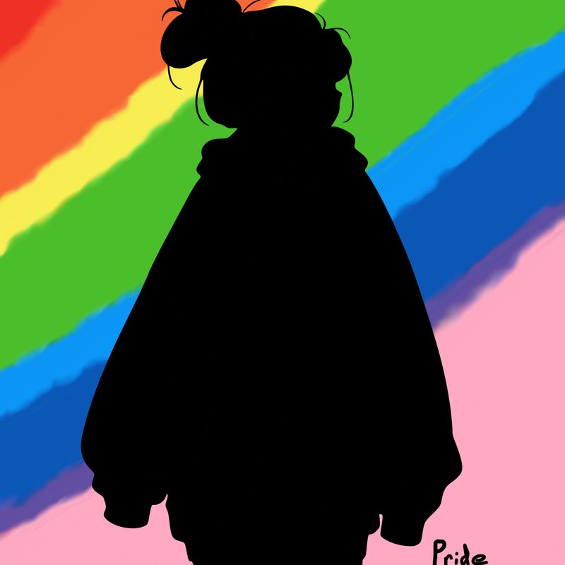 realistic girl with a oversized sweatshirt on and a bun