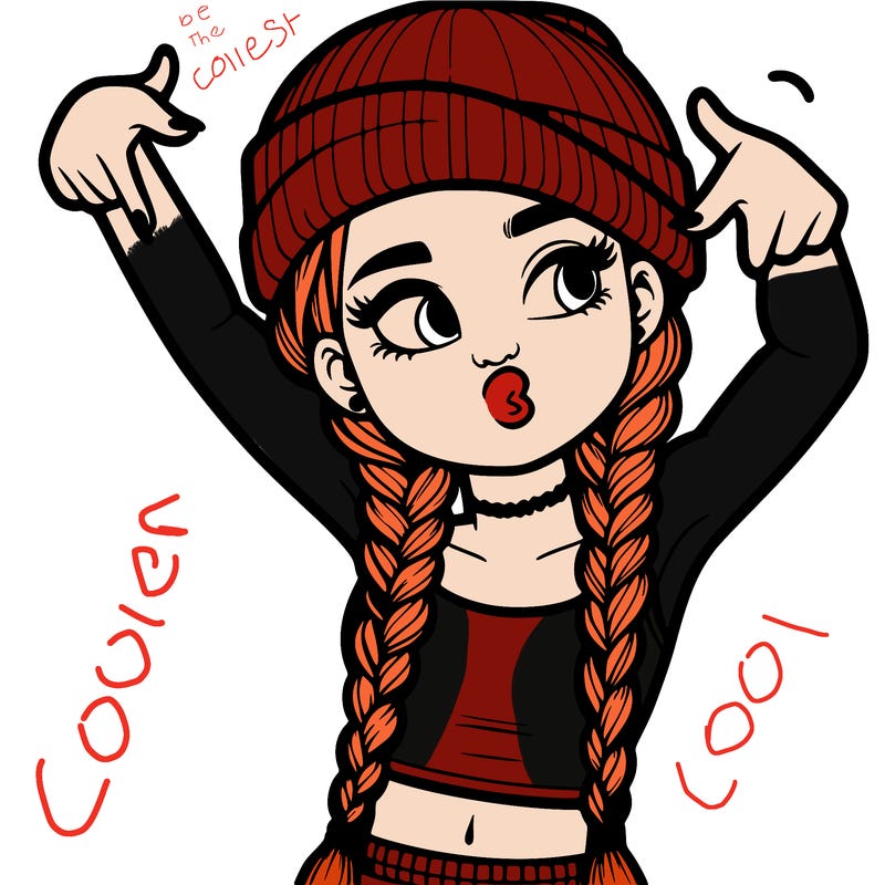 realistic teenage girl with braids and a beanie and crop top doing 🫶🏼