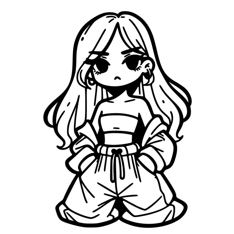 a girl with baggy jeans and crop top