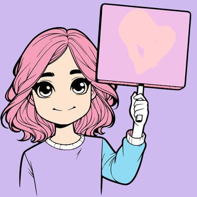 realistic girl holding up a sign