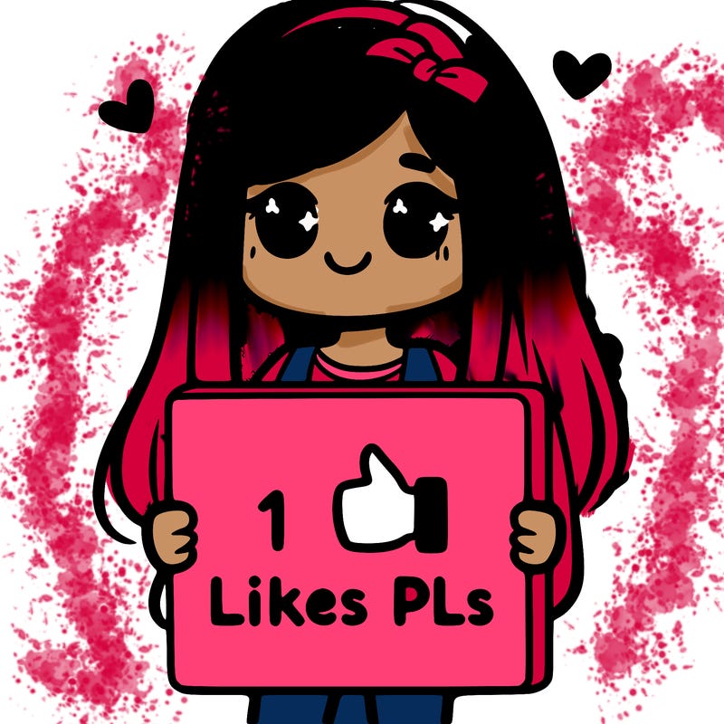 girl holding a sign saying 10 likes pls