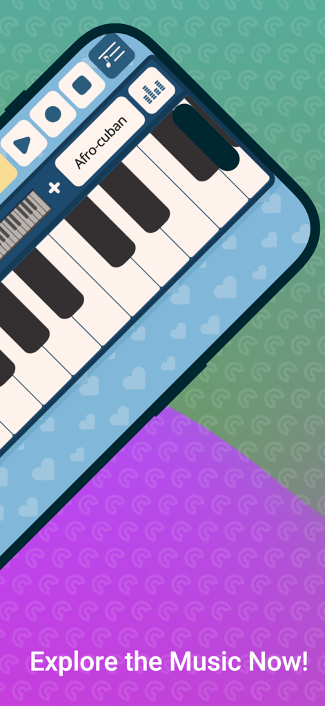 Simple Melodica - Simple Melodica app interface showing the keyboard and rhythm selection controls