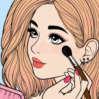 a realistic girl doing her makeup