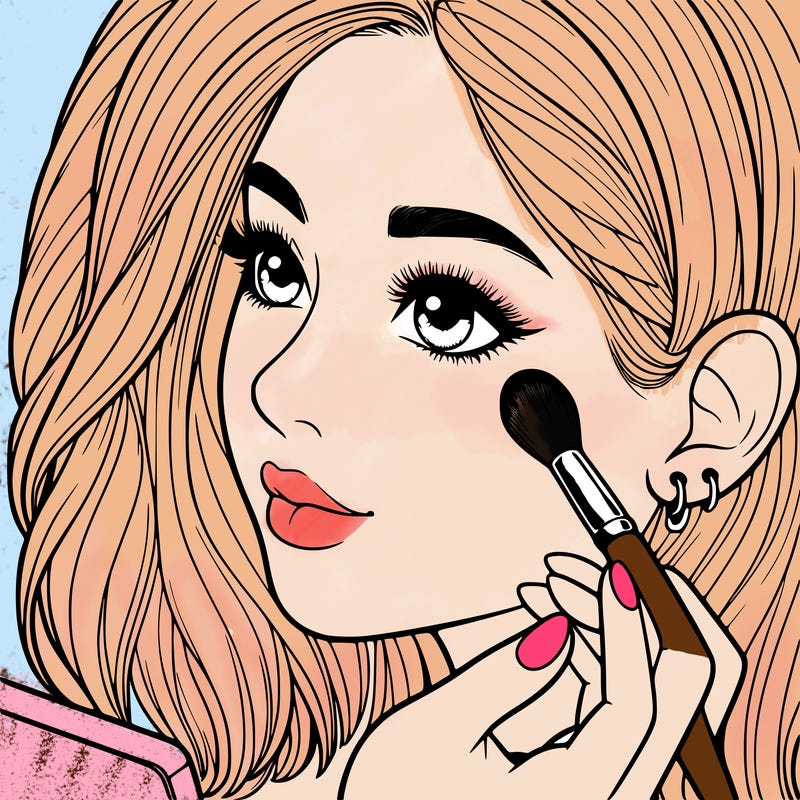 a realistic girl doing her makeup