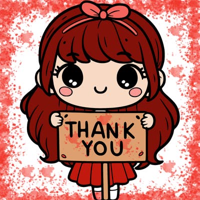 girl holding a thank you sign