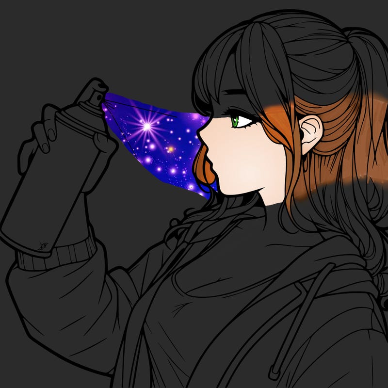 a realistic girl spray, painting