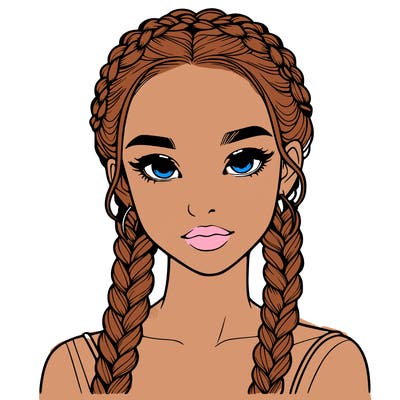 realistic girl with braids