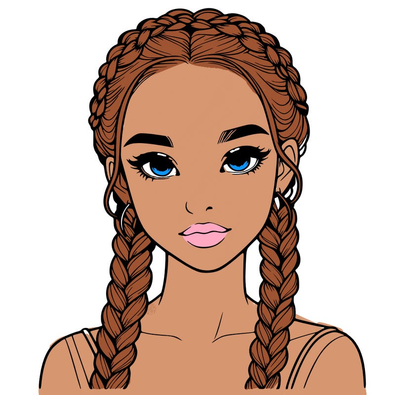 realistic girl with braids