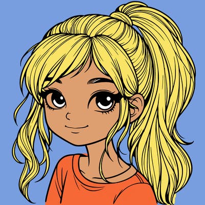 realistic girl with ponytail