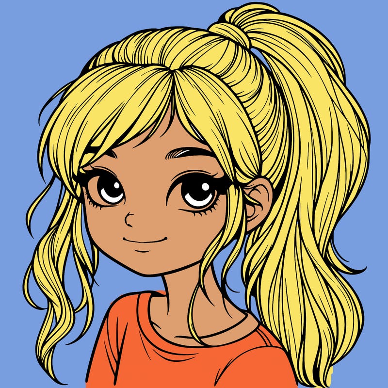 realistic girl with ponytail