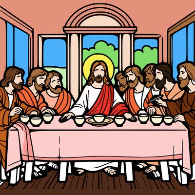 jesus shares the last supper with twelve apostles