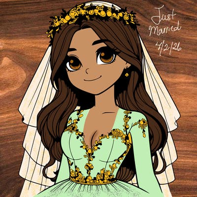 realistic girl in a wedding dress