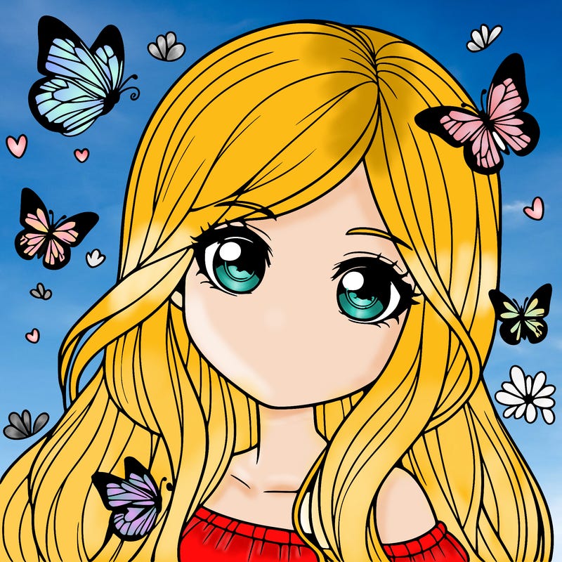 realistic girl with butterflies around her