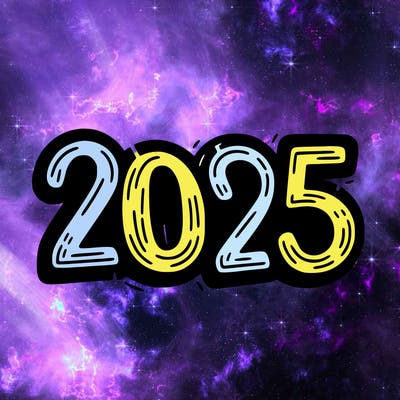 one line scrawled numbers sketch design “2025”