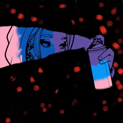 a realistic girl, spray painting