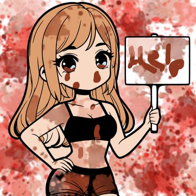 girl in a cute crop top holding a blank sign