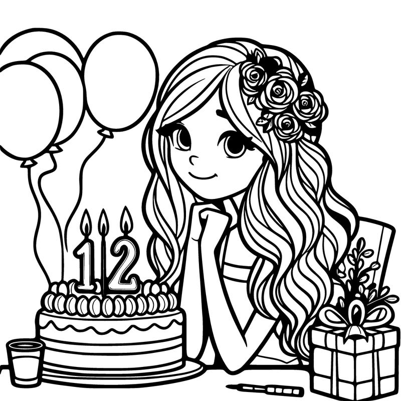 beautiful girl turning 12 at her birthday party