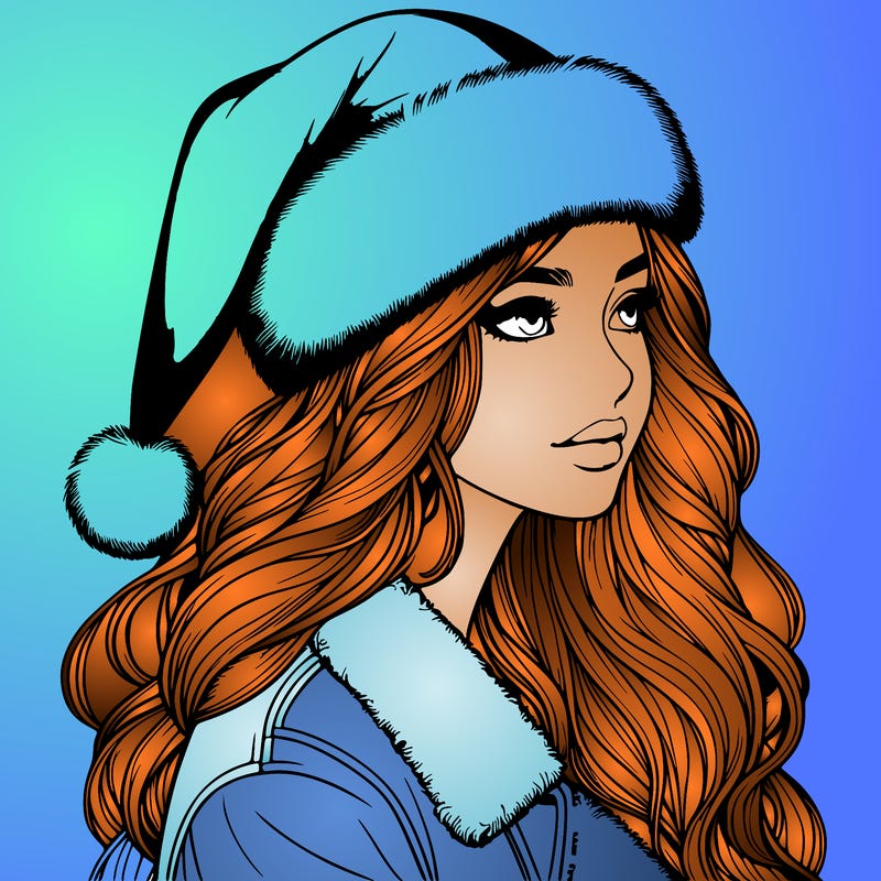 realistic girl in santa hat