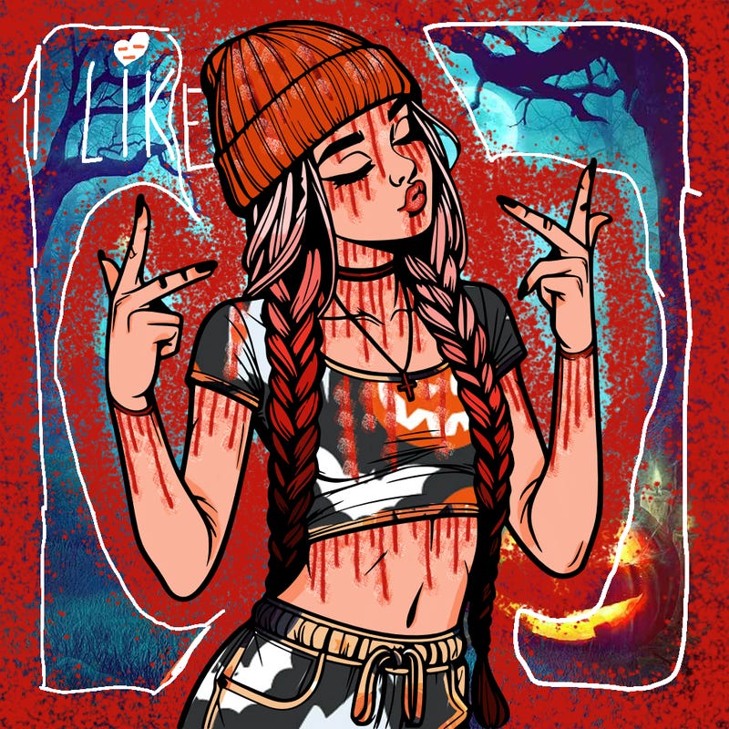 realistic teenage girl with braids and a beanie and crop top doing 🫶🏼