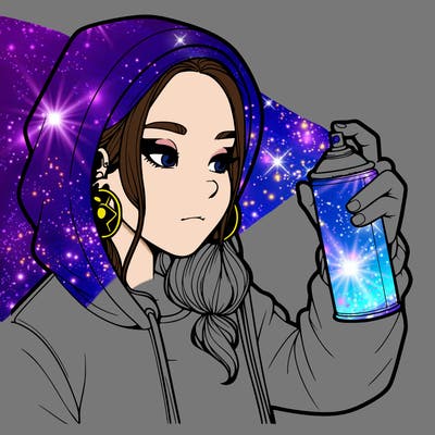 a realistic girl, spray painting