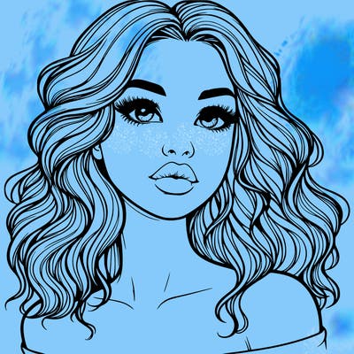 realistic girl with wavy hair and lips