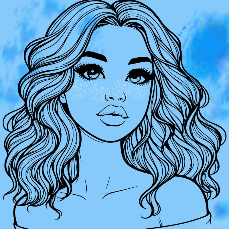 realistic girl with wavy hair and lips