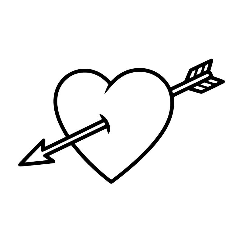 a heart with a arrow in between it
