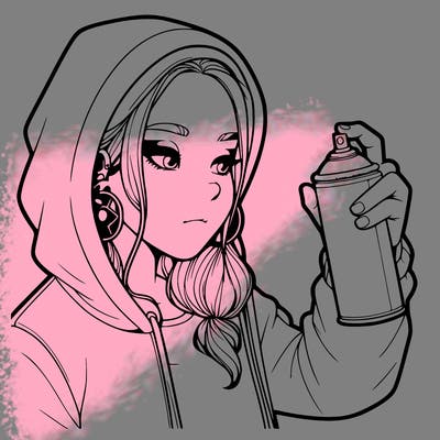 a realistic girl, spray painting