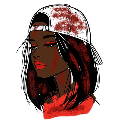 realistic  girl with a backwards hat
