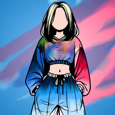 realistic girl faceless with baggy pants and a crop top