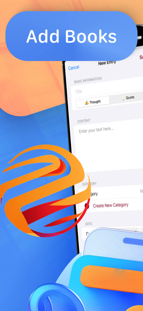 Interface do aplicativo Superquote para criar uma nova entrada de pensamento ou citação em um diário digital.