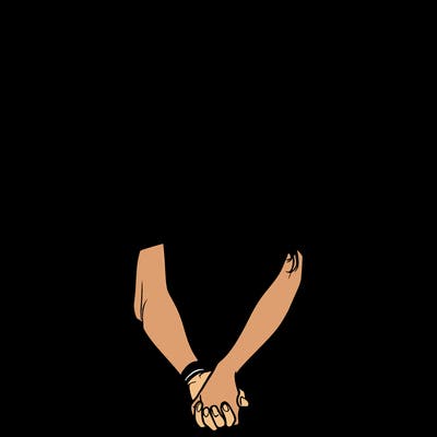 realistic teen couple holding hands
