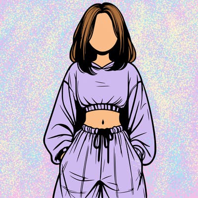 realistic girl faceless with baggy pants and a crop top