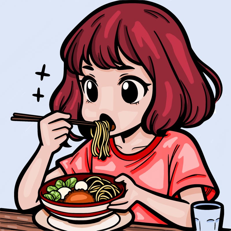 a girl eating food